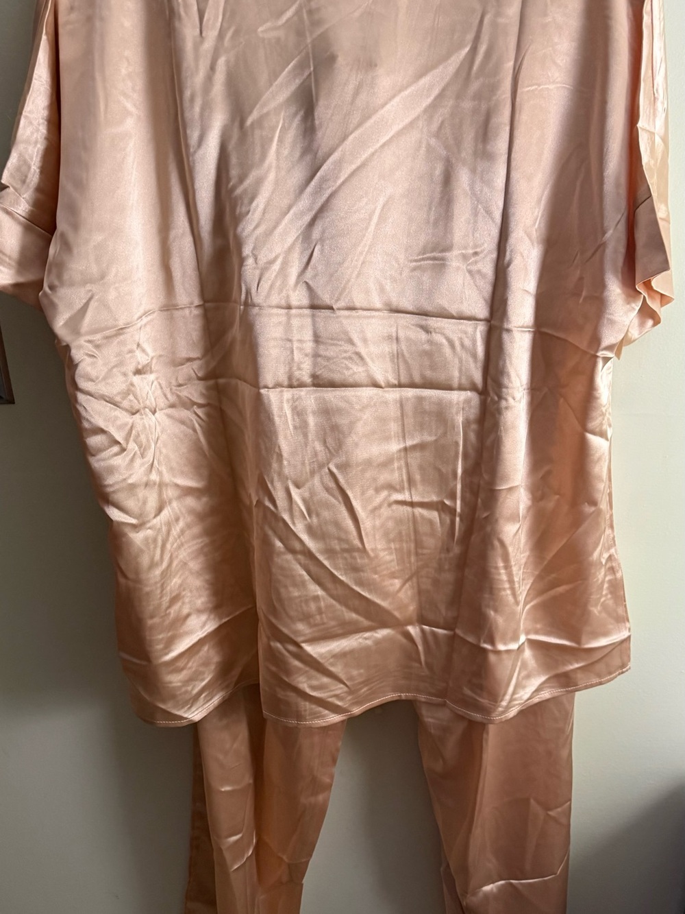 NWT Ekouaer Tan Satin Pajama Pant Set L - Picture 5 of 5